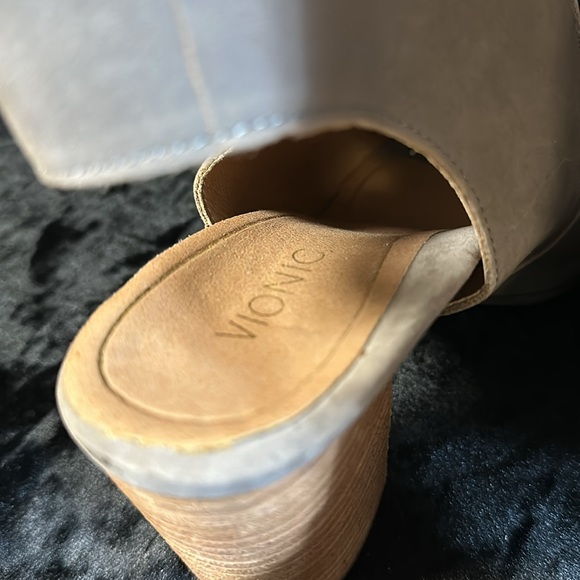 Vionic Perk Blakely Open Toe Slingback Heel Peep Toe Booties Grey Leather 8.5 - Picture 7 of 7